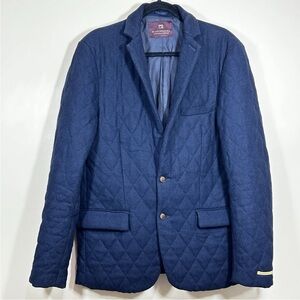 Scotch & Soda Blazer Jacket Sz XL/52 Wool Blend Quilted Blue 2 Buttons